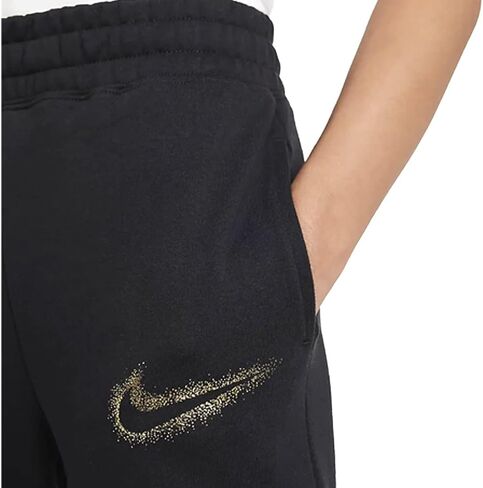 بنطال Nike NSW Fleece WC للفتيات (الأطفال الصغار/الأطفال الكبار) أسود/ذهبي معدني مقاس SM (7-8 للأطفال الكبار) in Saudi Arabia