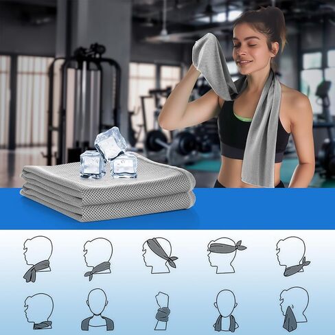 isinwheel Cooling Towels [2 Pack],Summer Essentials of Cooling Towels for Neck and Face，Soft Breathable Cooling Towel,Microfiber Towel for Yoga, Running, Workout,Sport,Fitness (40"x12") (Gray+Gray) in Saudi Arabia