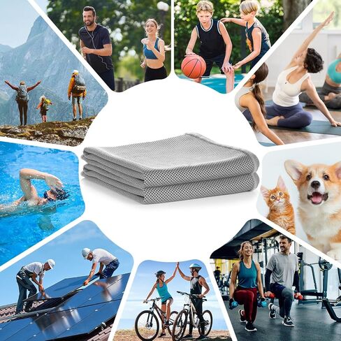 isinwheel Cooling Towels [2 Pack],Summer Essentials of Cooling Towels for Neck and Face，Soft Breathable Cooling Towel,Microfiber Towel for Yoga, Running, Workout,Sport,Fitness (40"x12") (Gray+Gray) in Saudi Arabia