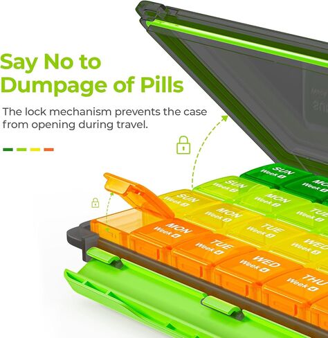 AUVON Monthly Pill Organizer Moistureproof, Large 28 Days Pill Case with Removable 4 Weeks Pill Box Rows, Travel-Friendly Pill Container for Fish Oils, Vitamins, Supplements and Medications in Saudi Arabia