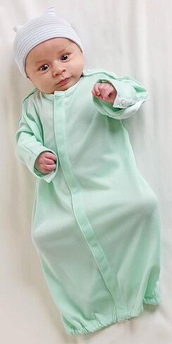 فساتين Medline Comfort-Knit للرضع IV، كبس أمامي وأكمام بلاستيكية، لحديثي الولادة حتى 6 أشهر، أخضر - مثالية للاستخدام في المستشفى، عبوة من 3 قطع in Saudi Arabia