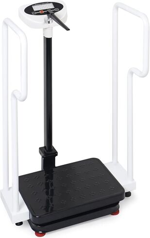 مقياس الوزن بمقابض لكبار السن، مقياس رقمي ذكي 3 في 1 مع قياس الارتفاع، مقياس الارتفاع والوزن لمكتب الطبيب، سعة الوزن 485 رطل/220 كجم، شاشة LED عالية الدقة، قابلة لإعادة الشحن عبر USB in Kuwait