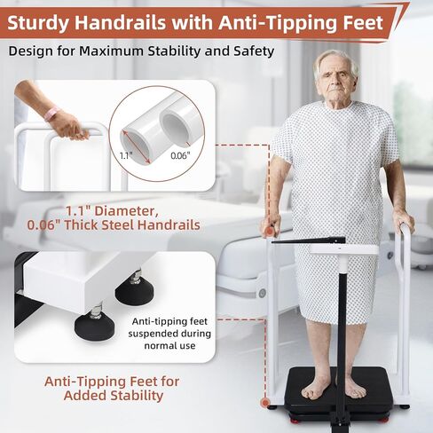 مقياس الوزن بمقابض لكبار السن، مقياس رقمي ذكي 3 في 1 مع قياس الارتفاع، مقياس الارتفاع والوزن لمكتب الطبيب، سعة الوزن 485 رطل/220 كجم، شاشة LED عالية الدقة، قابلة لإعادة الشحن عبر USB in Kuwait