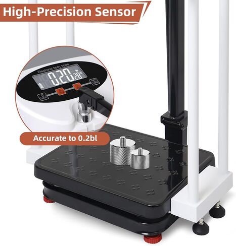 مقياس الوزن بمقابض لكبار السن، مقياس رقمي ذكي 3 في 1 مع قياس الارتفاع، مقياس الارتفاع والوزن لمكتب الطبيب، سعة الوزن 485 رطل/220 كجم، شاشة LED عالية الدقة، قابلة لإعادة الشحن عبر USB in Kuwait