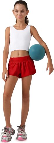 MCEDAR Girls Athletic Shorts with Liner, Quick-Dry Lightweight Active Workout Sports Running Shorts with Zip Pocket in Kuwait