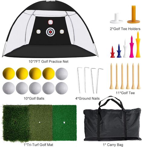 Golf Net, 10 x 7ft Backyard Golf Practice net, Golf Hitting,Driving Net with mat for Indoor/Outdoor in Saudi Arabia
