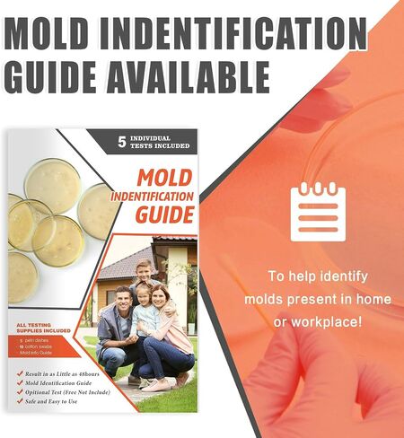 Mold Test Kit for Home Air Quality - Test 5 Locations, DIY Home Mold Detector Kit, Home Air & Surface, HVAC Indoor Quick Mold Testing Kit for Home, Identification Guide Included in Saudi Arabia