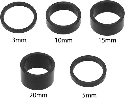 Create idea Set of 10PCS Ahead Stem Spacer Disc Set Headset Spacers 3mm, 5mm, 10mm, 15mm, 20mm Carbon Glossy Fit 1 1/8-Inch Compatible with MTB Bike Road Bikes in Saudi Arabia