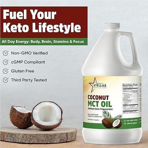 MCT Oil ~ Fractionated Coconut Oil ~ Brain and Body Fuel from Coconuts; (1 Gallon) ~ Stellar Chemical Corp in Saudi Arabia