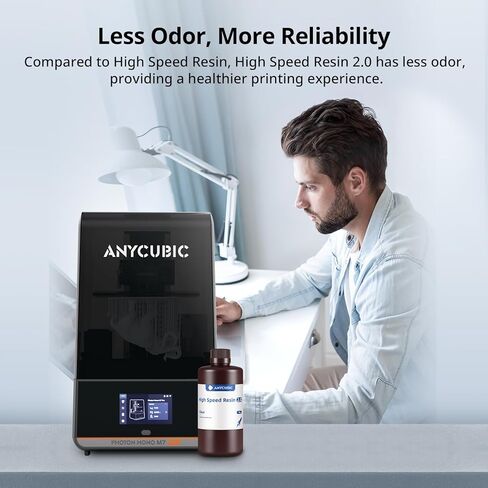 ANYCUBIC High Speed 3D Printer Resin 2.0, Print Up to 3X Faster, Special for Anycubic Photon Mono M5s/M7 Series, Particularly Apply for Large-Size 3D Printing Models, Low Odor (Clear, 1kg) in Kuwait