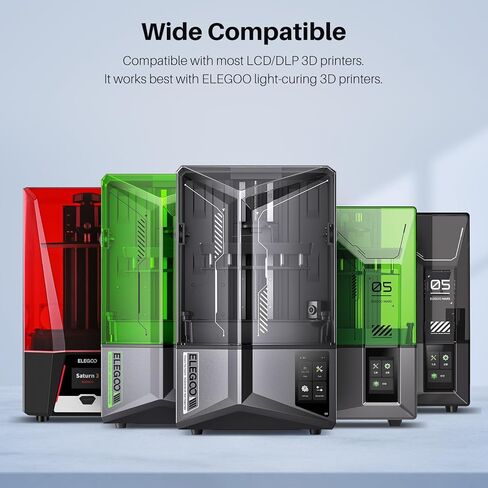 ELEGOO راتنج قابل للغسل بالماء 2.0، راتنج طابعة ثلاثية الأبعاد مع لزوجة منخفضة ودقة عالية، راتنج بوليمر ضوئي سريع المعالجة بالأشعة فوق البنفسجية 405 نانومتر، راتنج ثلاثي الأبعاد لطباعة LCD/DLP ثلاثية الأبعاد، رمادي 1000 جرام in Saudi Arabia