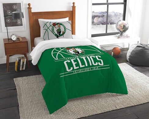 لحاف وشام من شركة Northwest مرخصة رسميًا من NBA Boston Celtics Reverse Slam Twin in Saudi Arabia