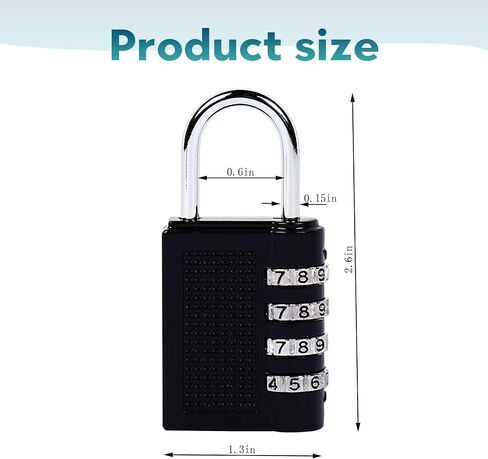 Pro-Grade Combination Lock with Luggage Tags Heavy-Duty Zinc Alloy Body 4-Digit Resettable Code Perfect for Luggage, Gym Lockers, and Home Security 4 Pack Black in Saudi Arabia