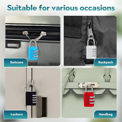 Pro-Grade Combination Lock with Luggage Tags Heavy-Duty Zinc Alloy Body 4-Digit Resettable Code Perfect for Luggage, Gym Lockers, and Home Security 4 Pack Black in Saudi Arabia