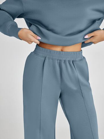 Glamaker Women's 2 Piece Sweatsuits Sets Long Sleeve Pullover Tops Wide Leg Pants Casual Lounge Sweat Sets Fall Outfits in Saudi Arabia