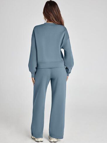 Glamaker Women's 2 Piece Sweatsuits Sets Long Sleeve Pullover Tops Wide Leg Pants Casual Lounge Sweat Sets Fall Outfits in Saudi Arabia