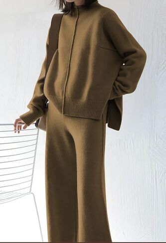 أطقم ملابس نسائية من TOLENY مكونة من قطعتين وسترة صوفية وسروال واسع الساق in Kuwait