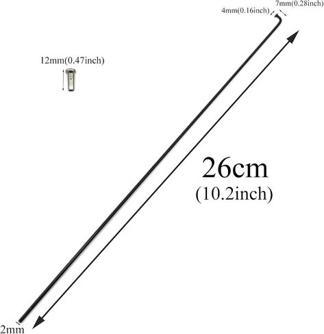 260 mm /10.2 Inch Stainless Steel Spokes Bike Spokes Bicycle Spokes 14G Spokes Black Bike Spokes 26 Inch Mountain/Road Bikes with 14mm Spoke Caps 12PCS in Saudi Arabia
