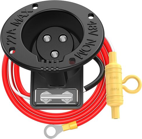 Golf Cart 48V Charger Receptacle with Fuse and Cord for Club Car DS 1995-UP, Club Car DS Charging Port for 1995-UP Golf Cart, OEM# 101802101, 1018021-01,101846801,1018468-01 in Saudi Arabia