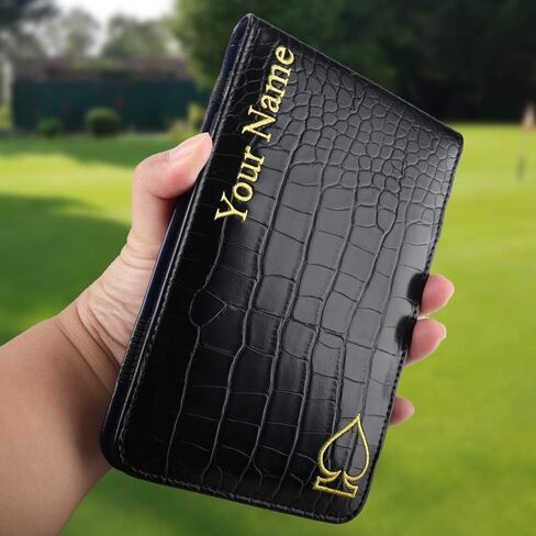 حامل بطاقة أداء الجولف بنمط التمساح من Craftsman وغطاء حماية لغطاء الكتاب من الياردات يقبل أيضًا طلبًا مخصصًا مع نسخة التخصيص المُخيطة باسمك in Kuwait