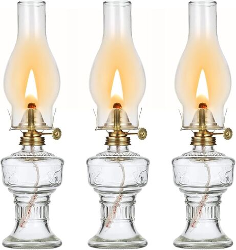 3 عبوات من مصابيح الزيت الريفية مصباح الكيروسين للاستخدام الداخلي مصابيح الزيت الزجاجية العتيقة لإعصار لامو في حالات الطوارئ مصباح الزيت الكلاسيكي المزخرف للمنزل والإضاءة في حالات الطوارئ على سطح الطاولة بارتفاع 12.6 بوصة in Kuwait