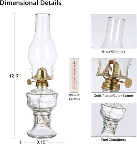 3 عبوات من مصابيح الزيت الريفية مصباح الكيروسين للاستخدام الداخلي مصابيح الزيت الزجاجية العتيقة لإعصار لامو في حالات الطوارئ مصباح الزيت الكلاسيكي المزخرف للمنزل والإضاءة في حالات الطوارئ على سطح الطاولة بارتفاع 12.6 بوصة in Kuwait
