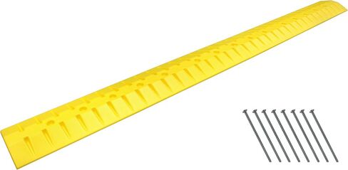 مطب سرعة كهربائي بطول 9 أقدام HDPE من البولي إيثيلين ومطبات مرورية لكابل السيارة وغطاء سلك منحدر وواقي خرطوم يتضمن أجهزة تركيب الأسفلت للسلامة باللون الأصفر، الطول 108 بوصة in Kuwait
