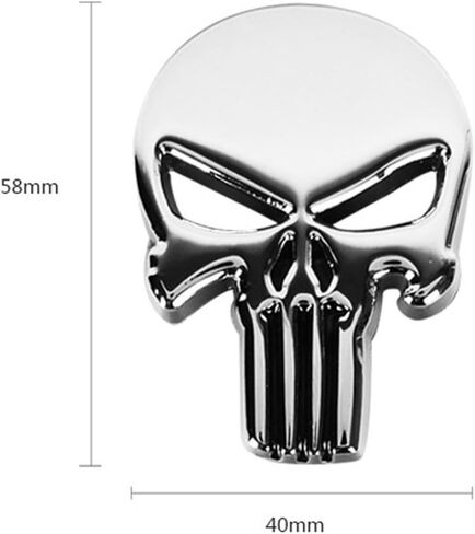 3D Metal Skull Punisher Emblem Sticker 2-Pack, Cars Adornment Metal Sticker Decals for Cars, Trucks, Motorcycle, Vehicle, Luggage, Laptop (Silvery), fhc1691 in Saudi Arabia