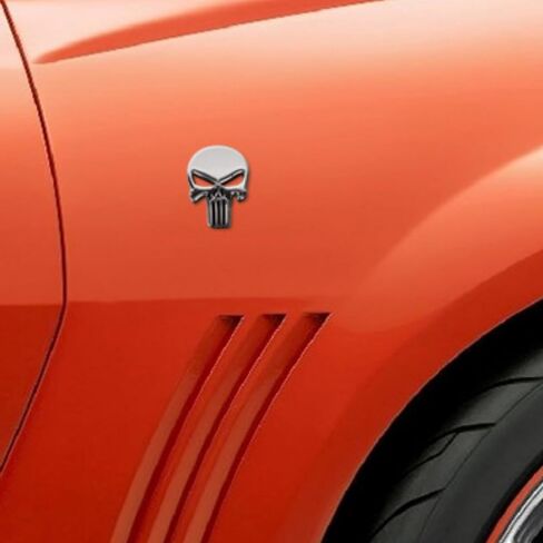 3D Metal Skull Punisher Emblem Sticker 2-Pack, Cars Adornment Metal Sticker Decals for Cars, Trucks, Motorcycle, Vehicle, Luggage, Laptop (Silvery), fhc1691 in Saudi Arabia