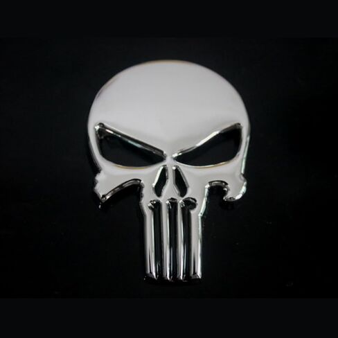 3D Metal Skull Punisher Emblem Sticker 2-Pack, Cars Adornment Metal Sticker Decals for Cars, Trucks, Motorcycle, Vehicle, Luggage, Laptop (Silvery), fhc1691 in Saudi Arabia