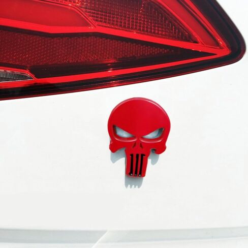 3D Metal Skull Punisher Emblem Sticker 2-Pack, Cars Adornment Metal Sticker Decals for Cars, Trucks, Motorcycle, Vehicle, Luggage, Laptop (Silvery), fhc1691 in Saudi Arabia