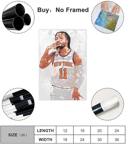 YCYHXGNZA Jalen Brunson Canvas Poster Bedroom Decor Sports Landscape Office Room Decor Gift Unframe: Unframe:12x18inch(30x45cm) in Saudi Arabia