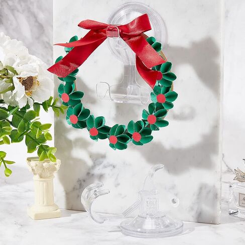 GORGECRAFT 2PCS Christmas Wreath Heavy Duty Door Hanger Suction Cup Hooks Removable Strong Glass Door Suction Cup Wreath Holder for Shower Wall Front Door Glass Window Halloween Christmas Wreath Decor in Saudi Arabia