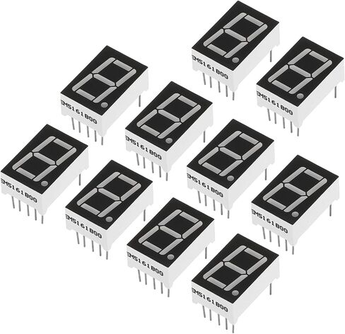 أنبوب رقمي بشاشة LED من PATIKIL، 10 قطع أنود مشترك 7 شرائح 10 دبوس 1 بت 3.3 فولت 0.56 بوصة وحدة عرض LED لارتفاع الأرقام للوحة القيادة الإلكترونية، أخضر in Saudi Arabia