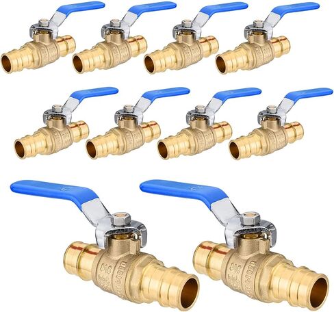 قطعتان من صمام كرة التمدد PEX A، صمام إغلاق نحاسي مقاس 1/2 بوصة للمياه الساخنة والباردة، مناسب لأنبوب التمدد PEX-A، ASTM F1960، أزرق in Kuwait