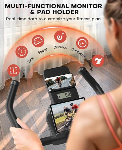 Stationary Exercise Bikes for Home, Magnetic Resistance Silent Belt Drive Indoor Cycling Bike with Digital Monitor & Phone Mount, 350lbs Weight Capacity Comfortable Seat Cushion, Red in Saudi Arabia