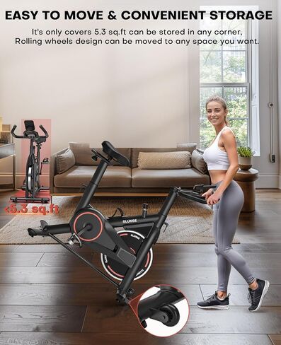 Stationary Exercise Bikes for Home, Magnetic Resistance Silent Belt Drive Indoor Cycling Bike with Digital Monitor & Phone Mount, 350lbs Weight Capacity Comfortable Seat Cushion, Red in Saudi Arabia