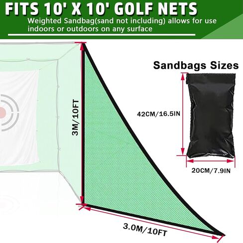 2PCS Green Golf Triangle Side Net with Sandbags for Practice Hitting Netting or Simulator Impact Screen;Shank Net Barrier Net for Golf Driving Cage Frame in Saudi Arabia