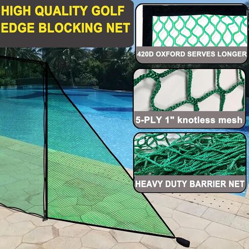 2PCS Green Golf Triangle Side Net with Sandbags for Practice Hitting Netting or Simulator Impact Screen;Shank Net Barrier Net for Golf Driving Cage Frame in Saudi Arabia