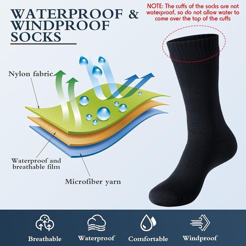 Jiuguva 4 Pairs Waterproof Socks Unisex Waterproof Breathable Socks Outdoor Hiking Wading Fishing Socks for Men Women in Saudi Arabia