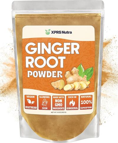 XPRS Nutra Ginger Powder - Premium Ground Ginger Root Powder with Potent Spicy Flavor - Ground Ginger Powder - Vegan Friendly Sustainably Grown Powdered Ginger (4 Ounce) in Saudi Arabia