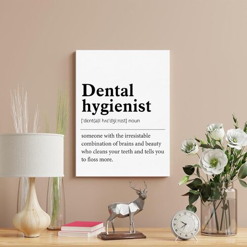 ملصق جداري فني لأخصائي صحة الأسنان، ملصق تعريفي لأخصائي صحة الأسنان، لوحة مؤطرة مطبوعة على القماش لديكور المنزل والمكتب والعيادة 12 × 15 بوصة in Kuwait