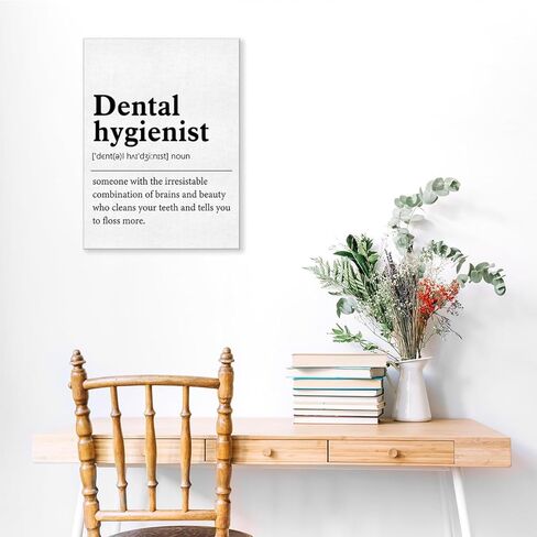 ملصق جداري فني لأخصائي صحة الأسنان، ملصق تعريفي لأخصائي صحة الأسنان، لوحة مؤطرة مطبوعة على القماش لديكور المنزل والمكتب والعيادة 12 × 15 بوصة in Kuwait
