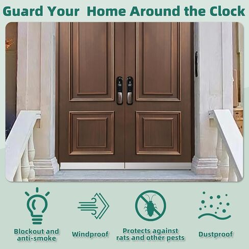 Door Draft Stopper with Brush, 39" Door Sweep for Bottom of Door, Self Adhesive Weather Stripping for Bottom of Door, Under Door Seal Dust/Noise/Hot or Cold Air Insulation, White, 2 Pack in Kuwait