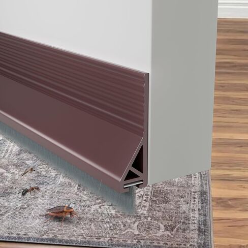 Door Draft Stopper with Brush, 39" Door Sweep for Bottom of Door, Self Adhesive Weather Stripping for Bottom of Door, Under Door Seal Dust/Noise/Hot or Cold Air Insulation, White, 2 Pack in Kuwait