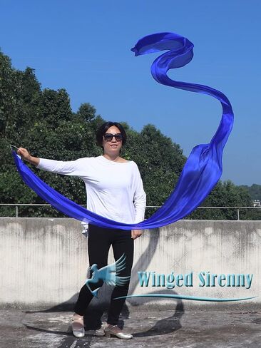 Winged Sirenny Silk Ribbon Dancer Wand 4.4yds, Juggling Playsilk Streamer with Rods, Church Praise & Worship Adoration Flag Banner (Kaleidoscope) in Saudi Arabia