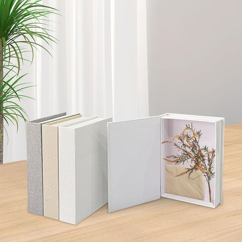 3 قطع كتب صناعية للديكور، كتب مزيفة من الكتان الحديث، كتب ديكور فارغة، كتب ديكور للحرف اليدوية، رف الكتب، مدخل طاولة القهوة المنزلية في الفندق (أبيض/رمادي/بيج) in Saudi Arabia