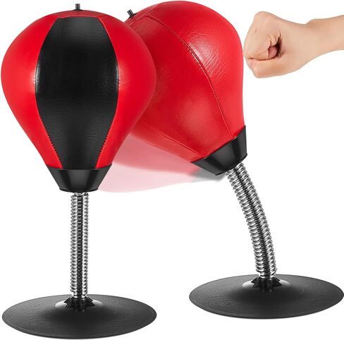 Honoson 2 Pcs Desktop Punching Bag Gift for Christmas with Suction Cup Stress Relief Boxing Punch Ball Funny Party Gifts for Office Desk Table Counters Boys, Girls, Adults, Red, Black in Saudi Arabia