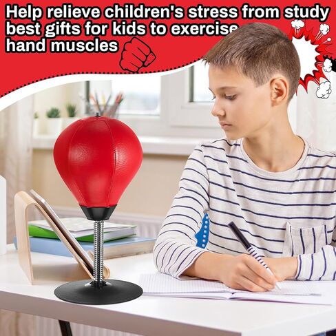 Honoson 2 Pcs Desktop Punching Bag Gift for Christmas with Suction Cup Stress Relief Boxing Punch Ball Funny Party Gifts for Office Desk Table Counters Boys, Girls, Adults, Red, Black in Saudi Arabia