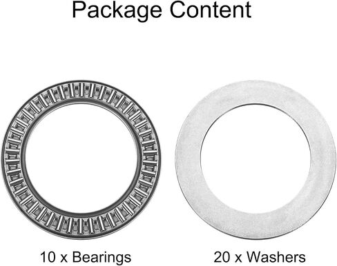 uxcell 10 Sets AXK3552+2AS Thrust Needle Roller Bearings with Washers, 35x52x4mm Chrome Steel Needles Roller Bearing, P5 (ABEC 5) in Saudi Arabia
